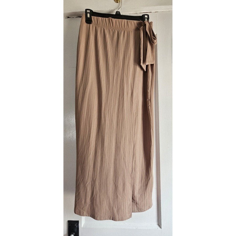 NWT Vernacular WOMAN M ribbed texture wrap bow tie midi